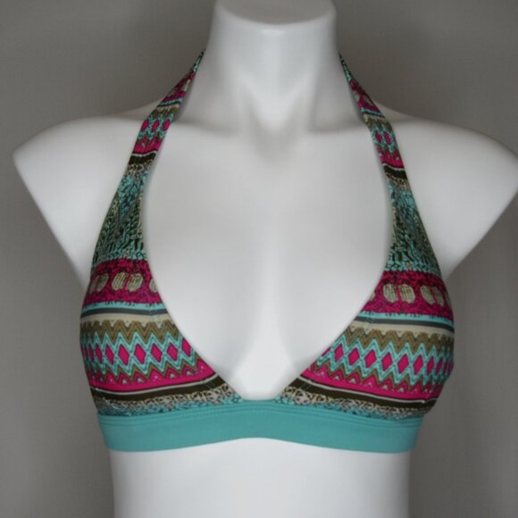 Patagonia Aqua Blue Boucau Halter Bikini Top Women's L Large - Picture 5 of 8